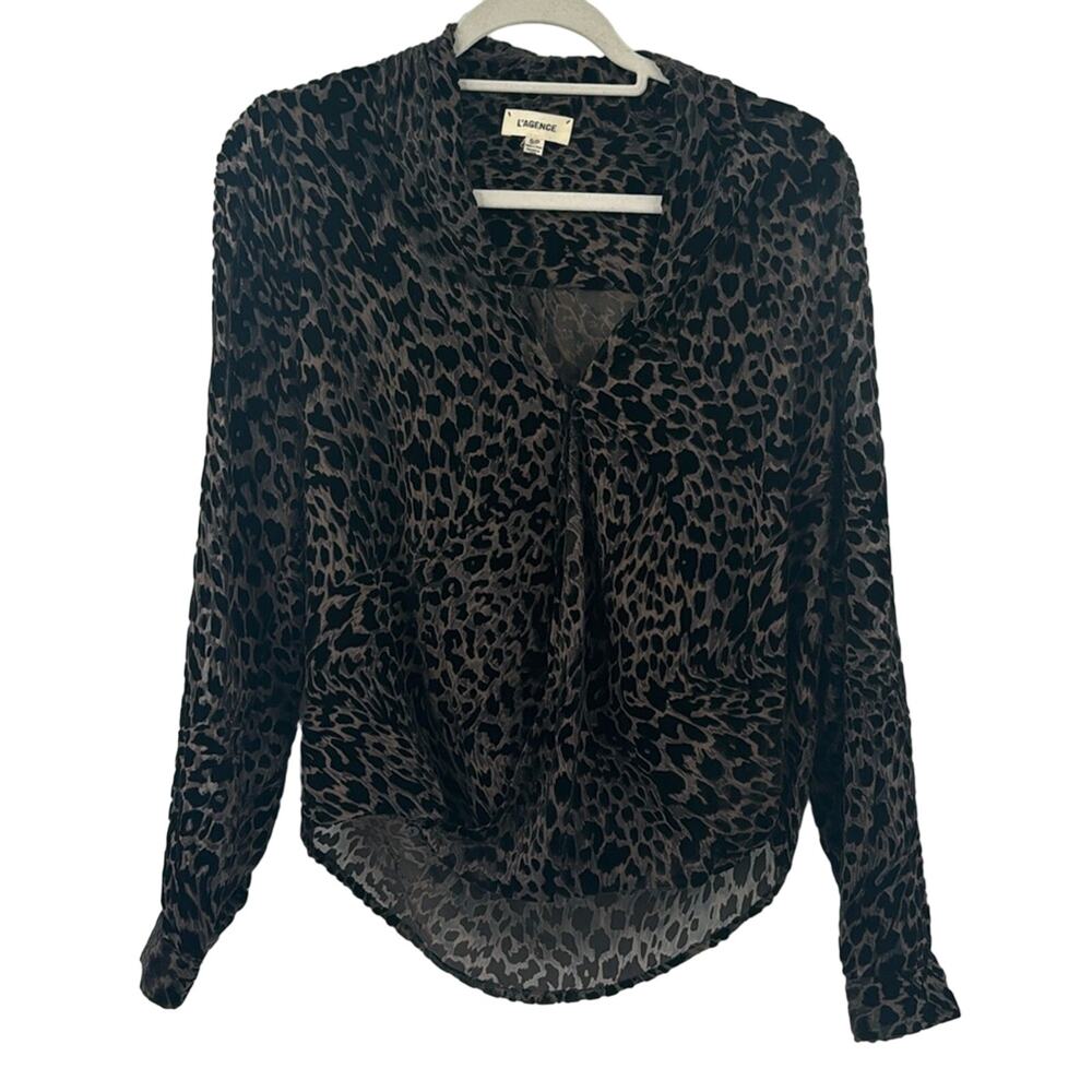 L'Agence Lydia Drape Front Velvet Blouse